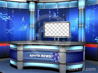 Flexibility In Sport. Sport News Studio Set Blue