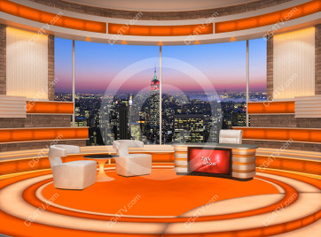 Talk Show Virtual Set Orange -- Camera 2 high resolution