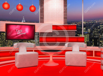 Talk Show Virtual Set Red -- Camera 4 high resolution