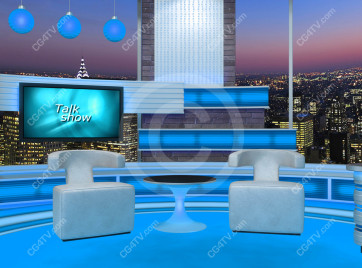 Talk Show Virtual Set Turquoise -- Camera 4 high resolution