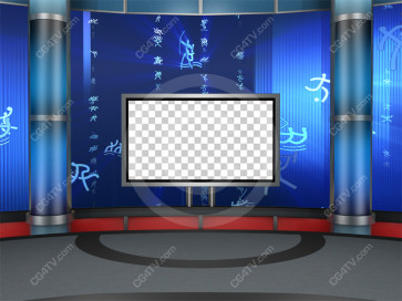 Sport News Studio Set Blue Camera 10 high resolution