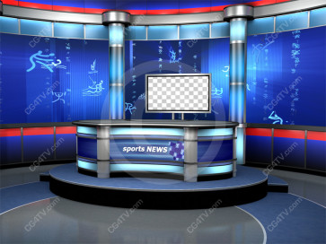 Sport News Studio Set Blue Camera 6 high resolution