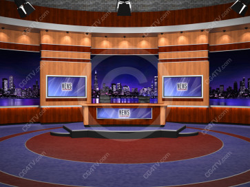 News Virtual Studio Set for two anchors -- Camera 1