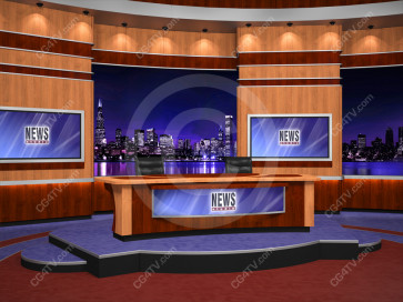 News Virtual Studio Set for two anchors high resolution