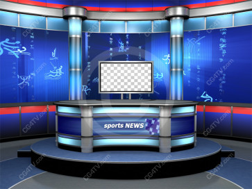 Sport News Studio Set Blue high resolution