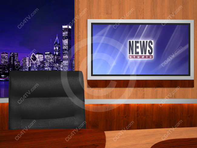 News Virtual Studio Set For Two Anchors Camera 4