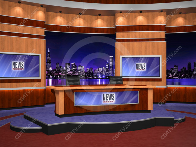 News Virtual Studio Set For Two Anchors