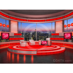 Talk Show Virtual Set Red -- Camera 1