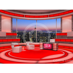Talk Show Virtual Set Red -- Camera 2