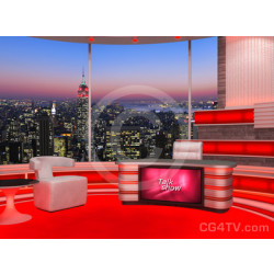 Talk Show Virtual Set Red -- Camera 3