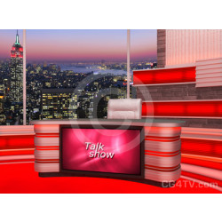 Talk Show Virtual Set Red -- Camera 5