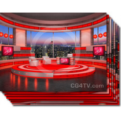 Talk Show Virtual Set Red