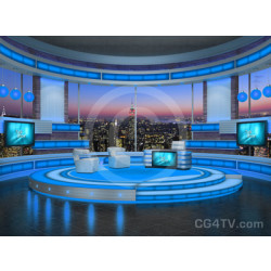 Talk Show Virtual Set Turquoise -- Camera 1