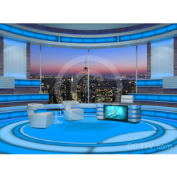 Talk Show Virtual Set Turquoise -- Camera 2