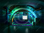Talk Show Virtual Set Green  high resolution