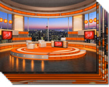 Talk Show Virtual Set Orange high resolution