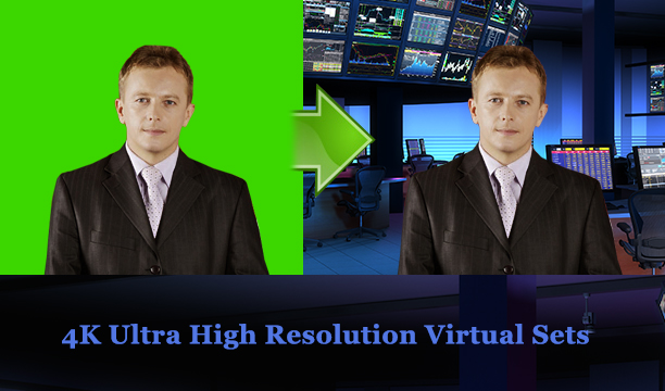 4K Background Financial News Green Screen Studio Virtual Set