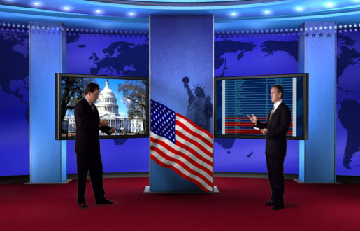 US Political virtual set and green screen background designed for election debates